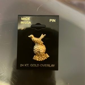 New golf birdie pin 24 kt gold overlay